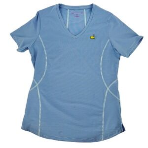 Masters Augusta National Magnolia Lane Tech Golf Shirt Women's Small Blue Stripe